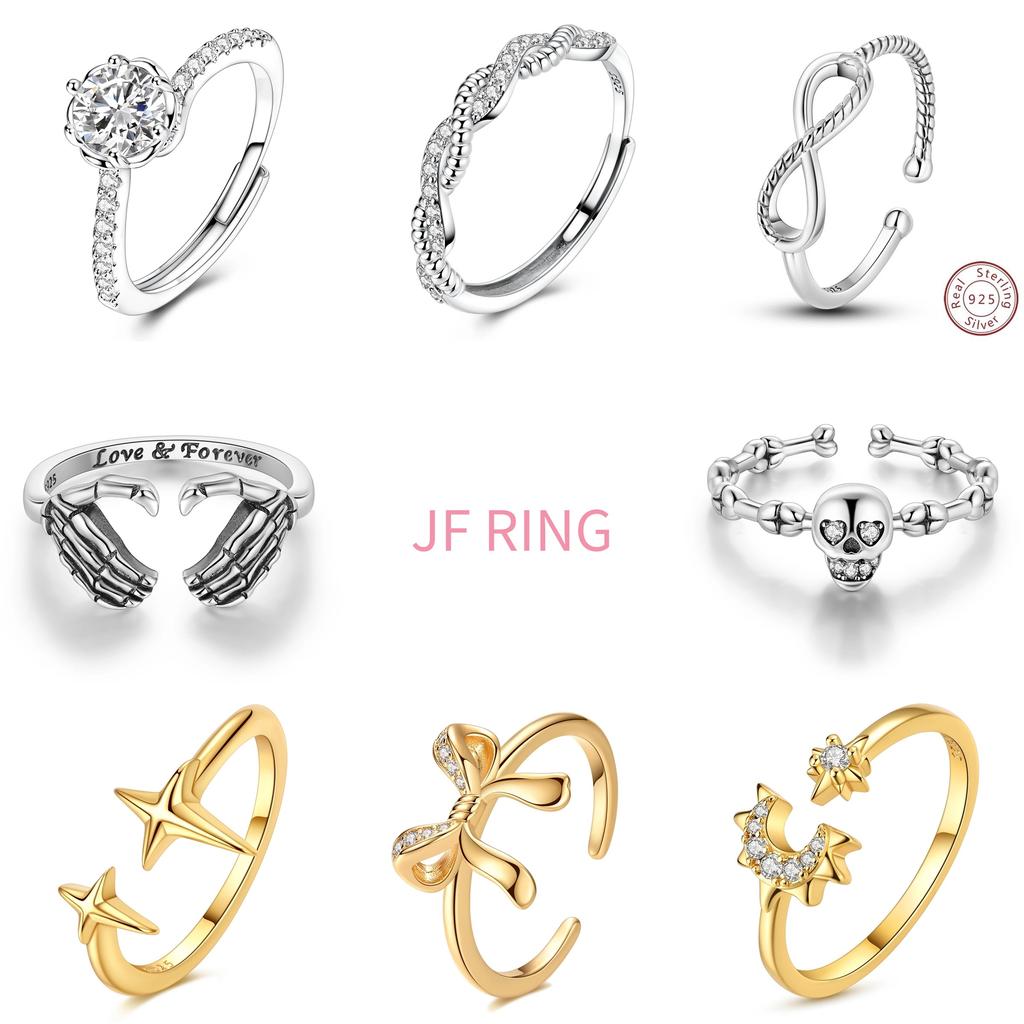 Free Size Ring For Women S925 Silver Original Blue Eyes Dragon Bee Shell Cherry Adjustable Rings Clover Chain Open Ring Jewelry