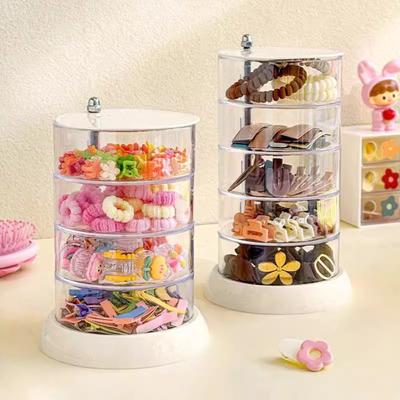 Rotating Jewelry Box Display Stand Organizer Earrings Necklace Ring Storage Box Cotton Pad Makeup Cotton Swabs Organizer Boxes