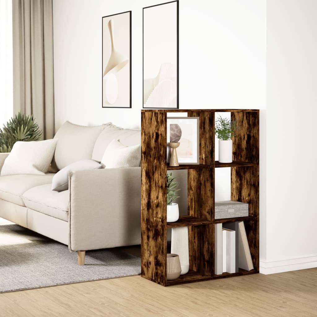 Room Divider Bookshelf Smoked Oak 69.5 x 29 x 103.5 cm