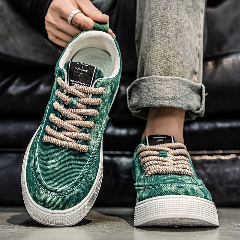 Retro men's shoes spring and summer canvas shoes breathable trend sports fashion casual trend shoes high value board shoes