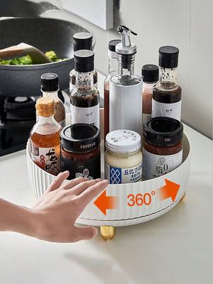 Armoire de rangement de cuisine rotative à 360 degrés Organisateur Multifonctionnel Support pour assaisonnements Sauce soja Vinaigre Plateau de fruits de bureau