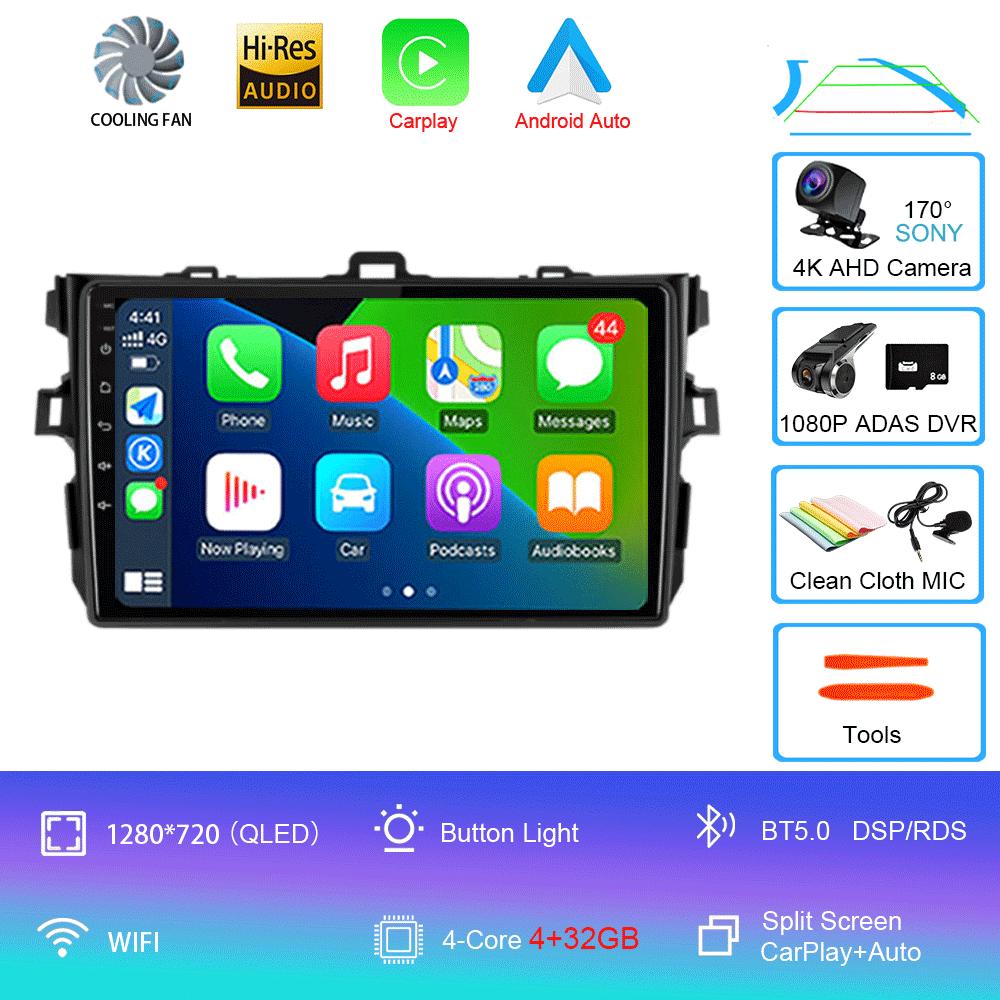 Car Radio Android 14 Carplay 2din For Toyota Corolla E140/150 2007 - 2013 4G GPS Multimedia Video Player Stereo WIFI+4G
