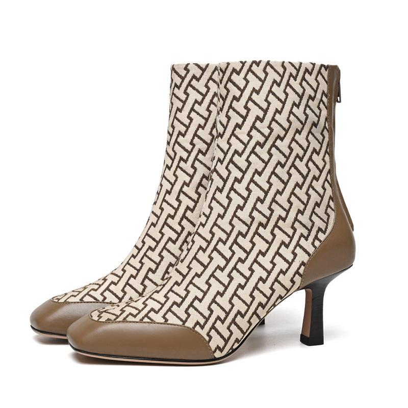 

2025 новые короткие ботинки кожаные короткие женские ботинки средний каблук не устающие ботинки классические с алфавитом повседневные ботинки 39 хаки