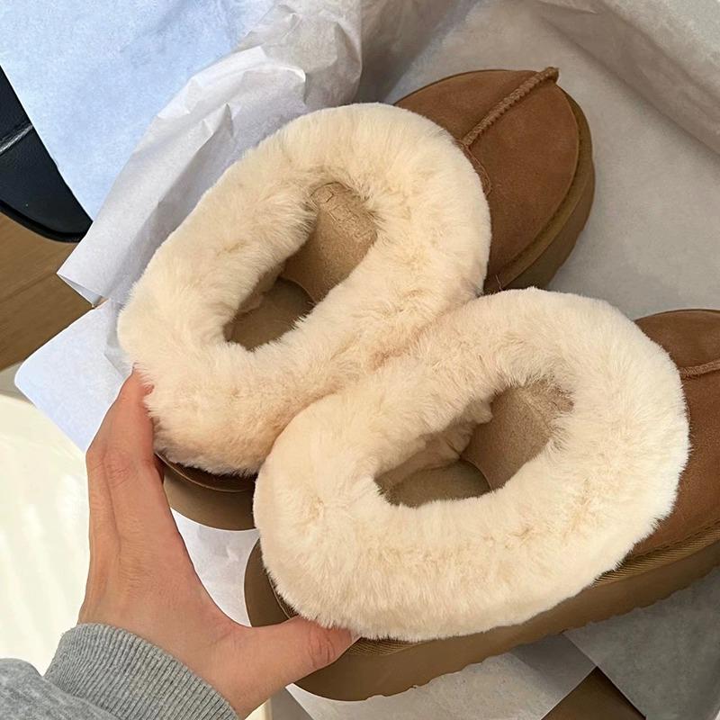 2025 New Velvet Internet Celebrities with the Same Thick-soled Heightening Short Tube Fur Integrated Snow Boots Women's Winter Cotton Shoes