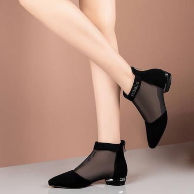 Spring Thin Mesh Shoes Women's Modern Ankle Boots Offic Lady Short Booties Woman Elegant Zip Up Low Heels Breathable Sexy Boots