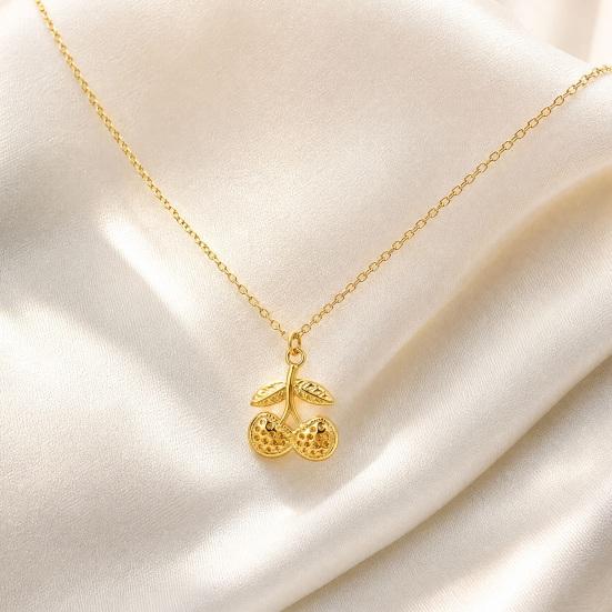 Kirschanhänger Halskette, Niedliche Frucht Halskette für Damen, Zierliche Kirsch Charm Halskette, Modeschmuck Geschenk für Ehefrau Freundin
