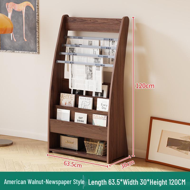 Floor-Standing Bookshelf & Magazine Display Rack