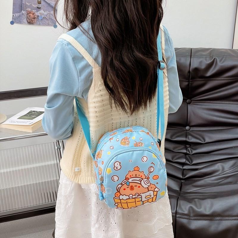 Cartoon Printed Capybara Shoulder Bag Children Outdoor Leisure Bag Crossbody