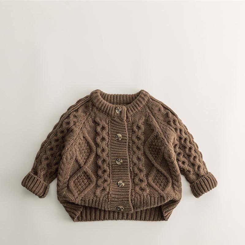 Children's Sweater Cardigan Winter Boy Baby Lazy Style Knitted Sweater, Thick Coat Knitted Sweater