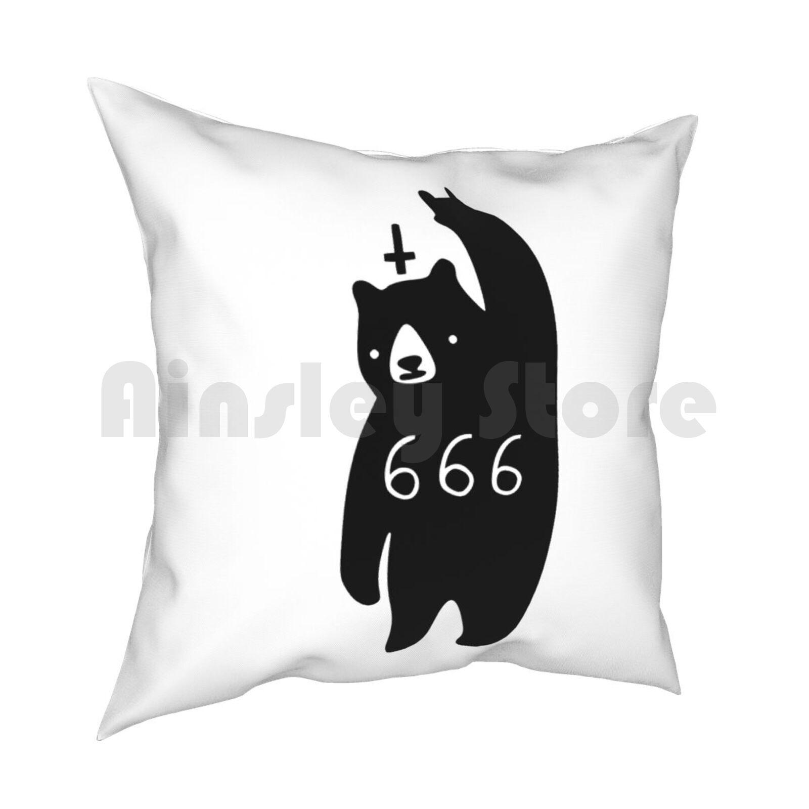 

Black Bear Metal Pillow Case Printed Home Soft DIY Pillow Cover Bear Black Bear Blackest Bear 666 Satan Devil Funny Devil 30cmx30cm