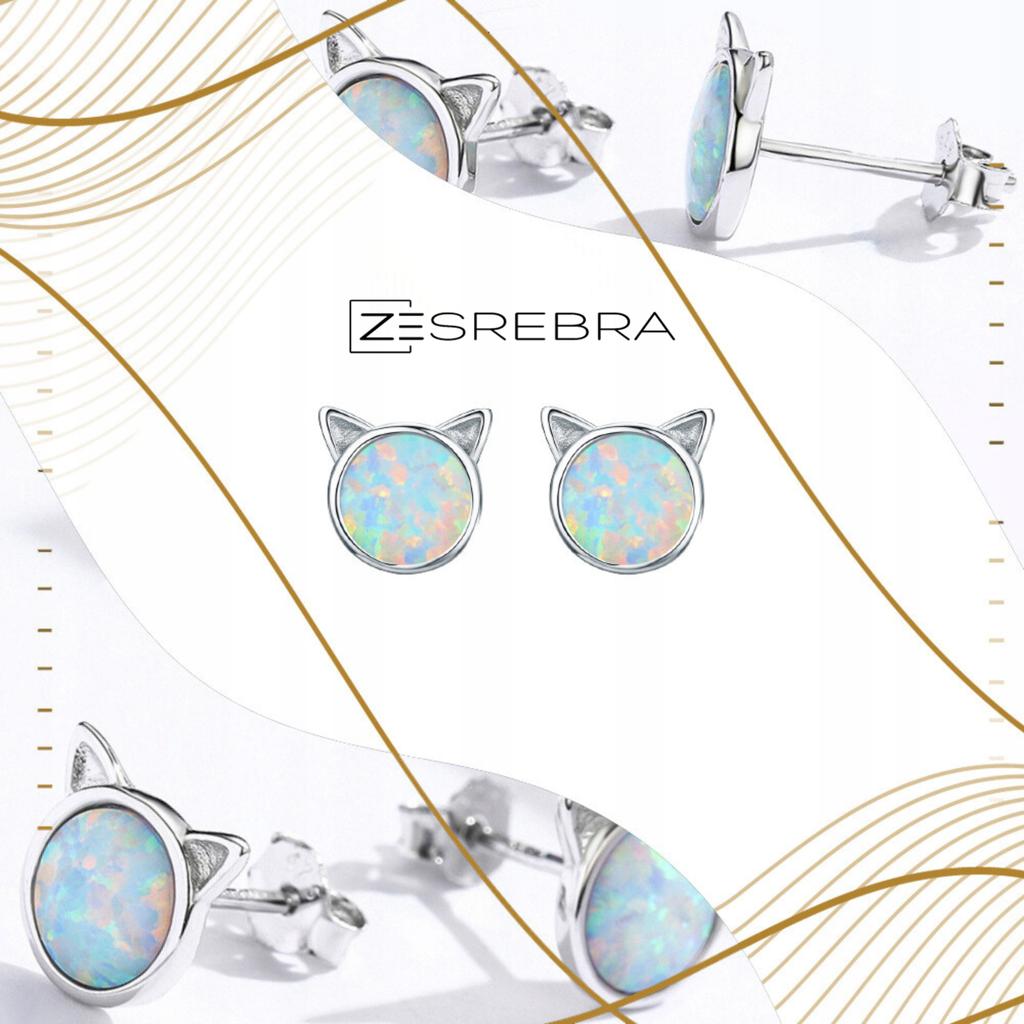Delicate Earrings S925 Pearl Kittens Colorful Cat Gift