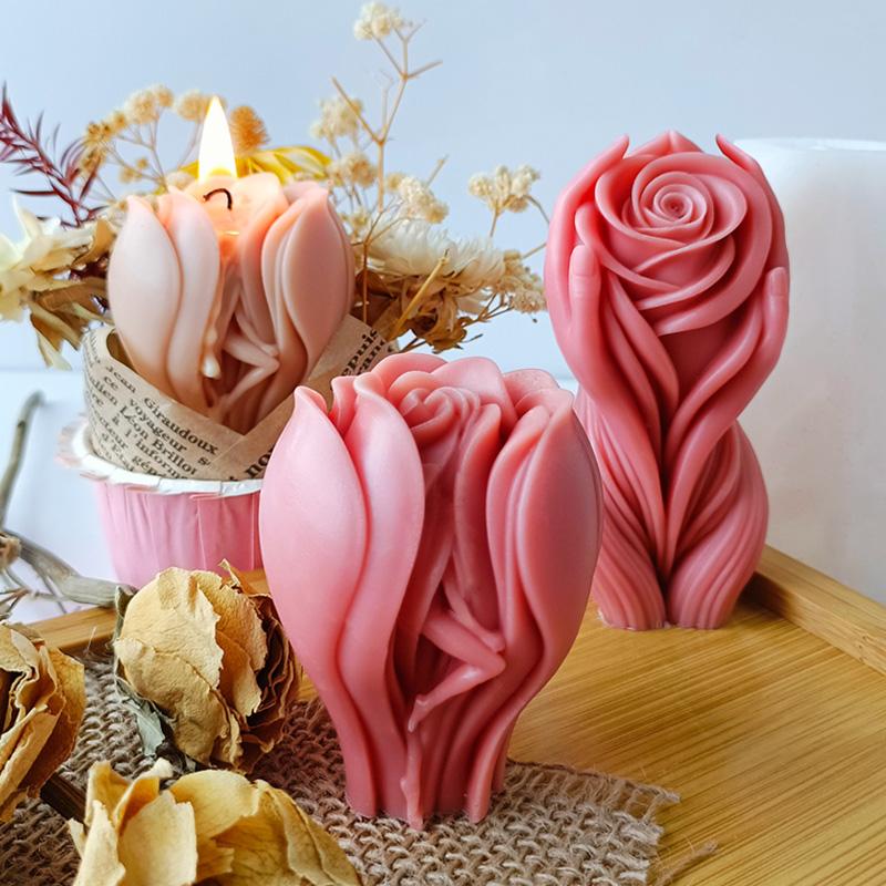 3D Creative Human Body Rose Flower Silicone Mold DIY Flowers Aroma Candle Resin Mould Home Decoration Crafts Making Molds