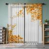 2PCS Fall Sheer Curtains, Ginkgo Leaf Branch, Digital Print, Bedroom Living Room Kitchen, Rod Pocket Polyester Home Decor