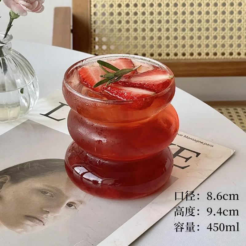 

Стеклянная кружка с уникальным дизайном, термостойкая, из боросиликатного стекла, для кофе, холодных напитков и чая с молоком. 450ml