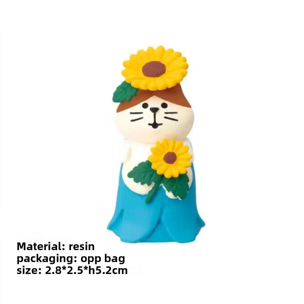 

Sunflower Cat Resin Figurine For Desk Decor Collectors Gift Style A