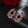 Colorful Cubic Zirconia Long Drop Earrings, Luxury Geometric Crystal Earrings, Elegant Evening Party Jewelry Gift