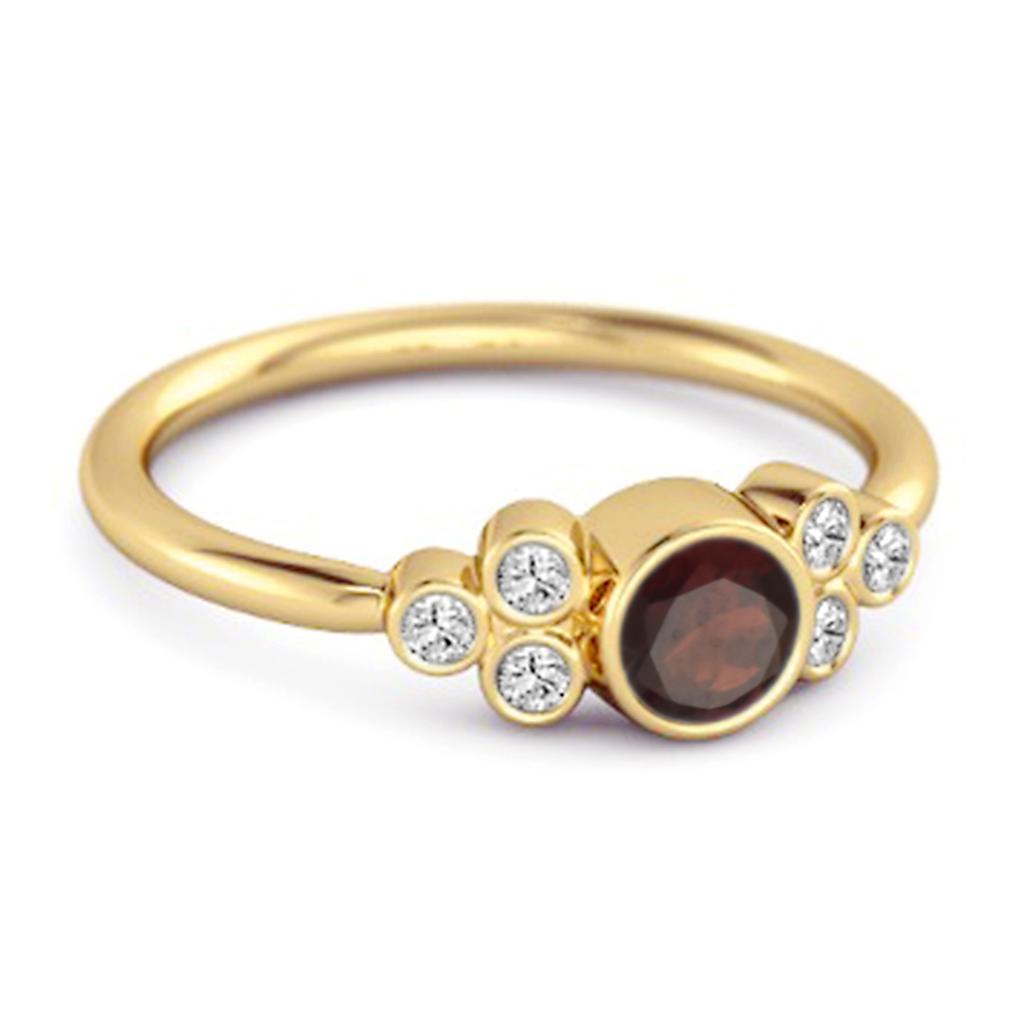 Bezel Set Garnet 925 Sterling Silver Gold Vermeil Boho Ring
