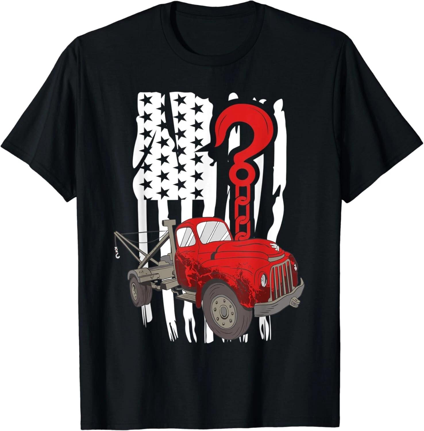 

US American Tow Truck Driver Hooking Vehicle Towing Tee Gift Unisex T-Shirt S