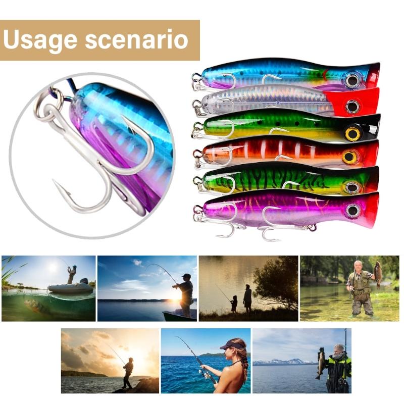 Topwater Trolling Artificial Hard Baits Crankbait Big Popper Fishing Lures Baits with Hook for Trout Fishing Tackle