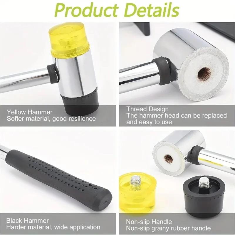 Double-Sided Soft-Tap Rubber Mallet, Multi-Functional Glass Window Molding Hammer, Nylon Head Rubber Mallet 1pc