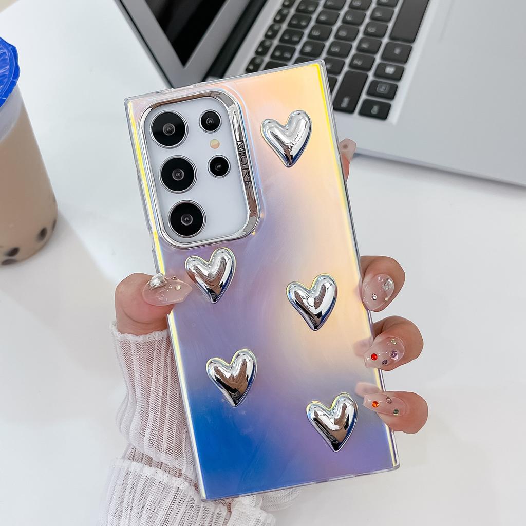 Electroplating Laser Suitable for Samsung S25ultra Mobile Phone Case Three-dimensional DIY Love S24Plus Premium A56