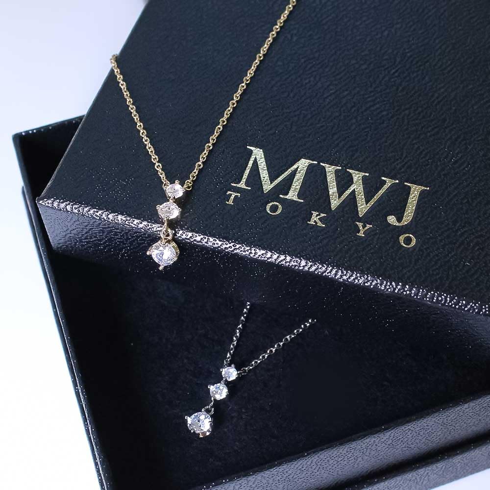 [MWJ TOKYO] Magnetic Necklace, 3 Stones, Silver, Jewelry, Accessory, Casual, Women's