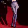 Sexy Women Open Crotch Oil Glossy Shiny Sockings Thin High Waist Shaping Pantyhose Sheer See Through Maid Tights Stockings
