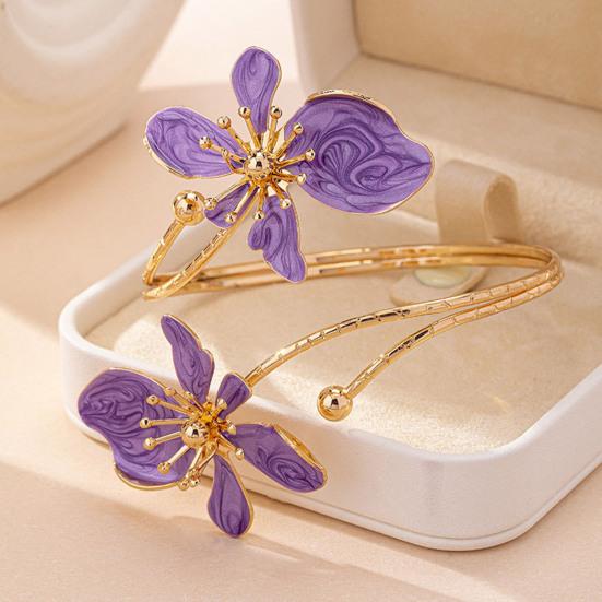 Blumen Armband Armmanschette Damen Oberarmmanschette Verstellbares Offenes Armreif Armband Handgelenk Schmuck für Party Hochzeit Urlaub
