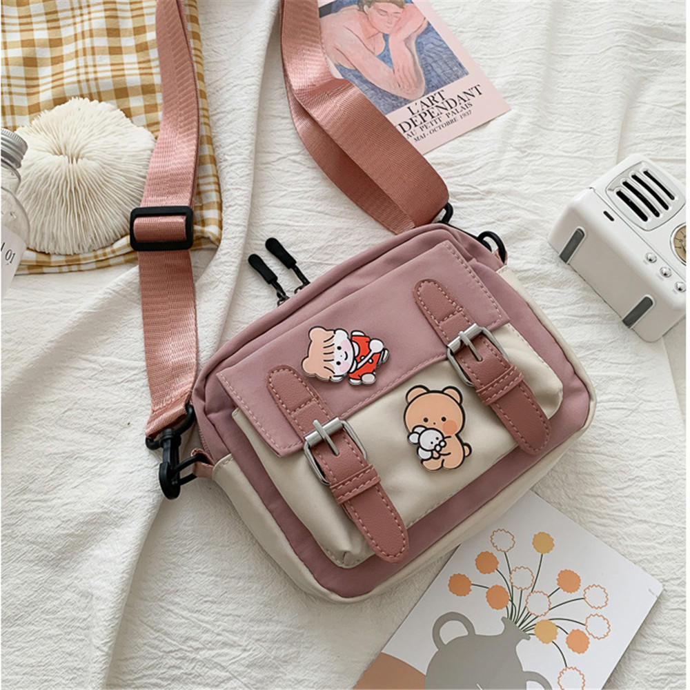 FASHION Cute Girl Canvas Bag Ins Small Crossbody Bag Female Student Solid Colour Simple Adjustable Strap Shoulder Bag Daily Women'S Bag