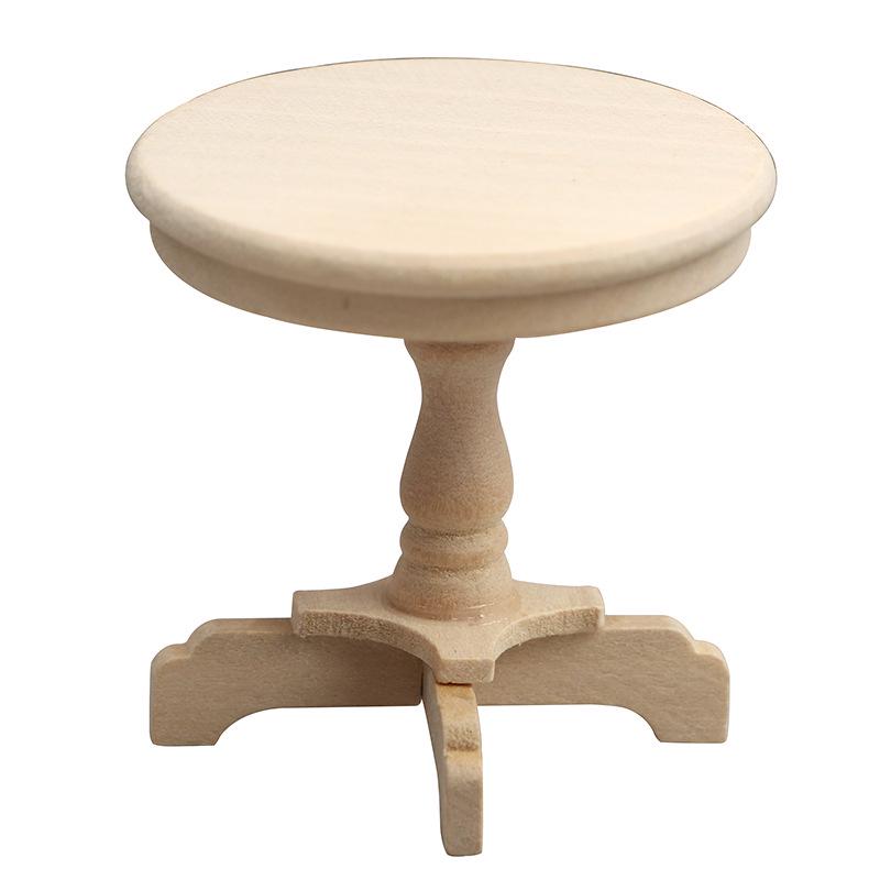 1:12 Dollhouse Miniature Round Coffee Table - Rosewood & Natural Wood, White
