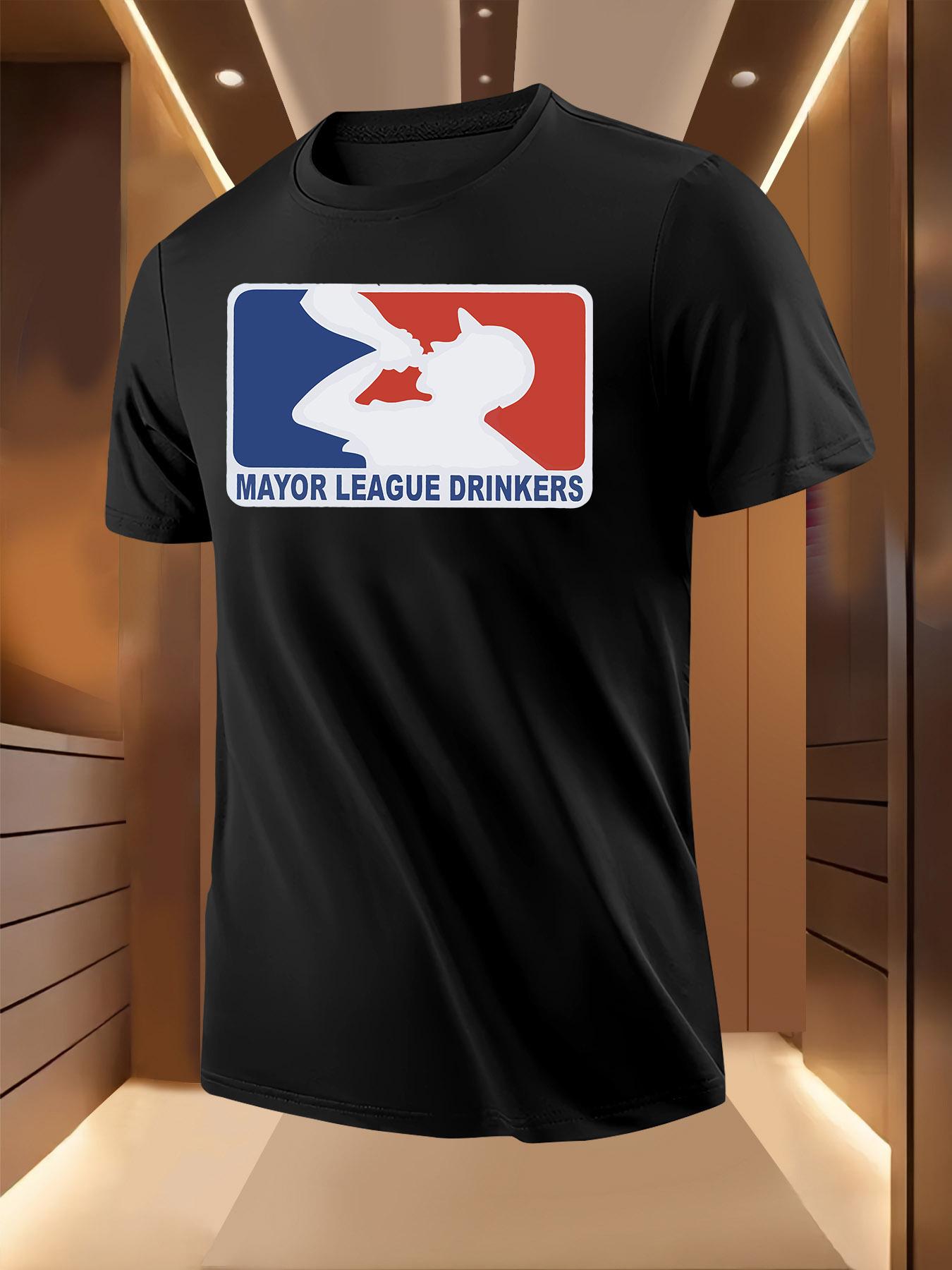 Summer Tshirt with Bold MAYOR LEAGUE DRINKERS Print - B... S