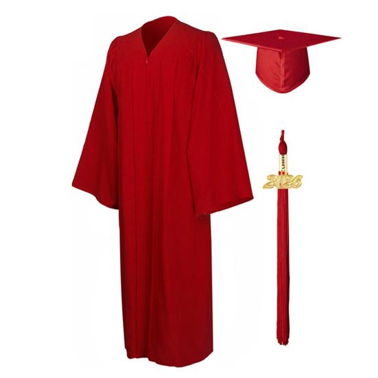 Unisex Matte Graduation Cap And Gown Set with 2026 Year Tassel Charm for Middle School High School College Graduates