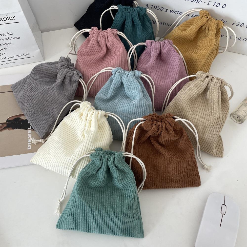 3 Stück Cord Uni Kordelzug Aufbewahrung Tragbar Große Kapazität Kosmetiktasche Kordelzugtaschen