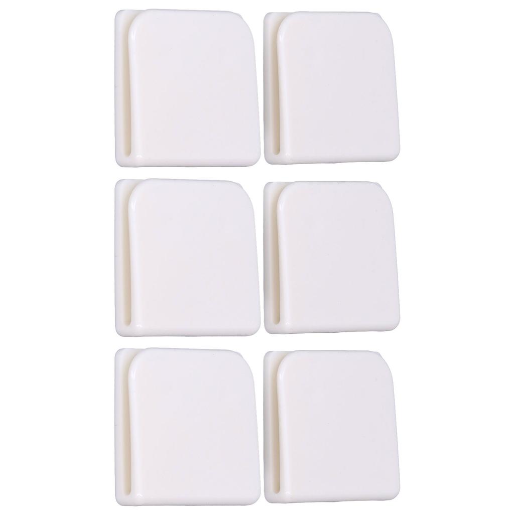 6Pcs Set Shower Splash Curtain Clips White Self Adhesive 4.5x5cm for Home Bathroom Bedroom Living Room Kitchen