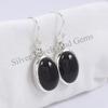 Oval Black Onyx Earrings: Handmade Sterling Silver, December Birthstone