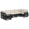 Garden Sofa Set 7 Pieces 7 Seater Black and Cream White