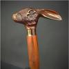 Brass Rabbit Head Handle Victorian Wooden Walking Stick Cane Ideal Gift for Men Women Father/Mother Natural Wood Walking Cane