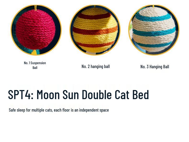 Starry Sky Cat Climbing Frame with Sisal Scratching Post and Space Capsule Bed.