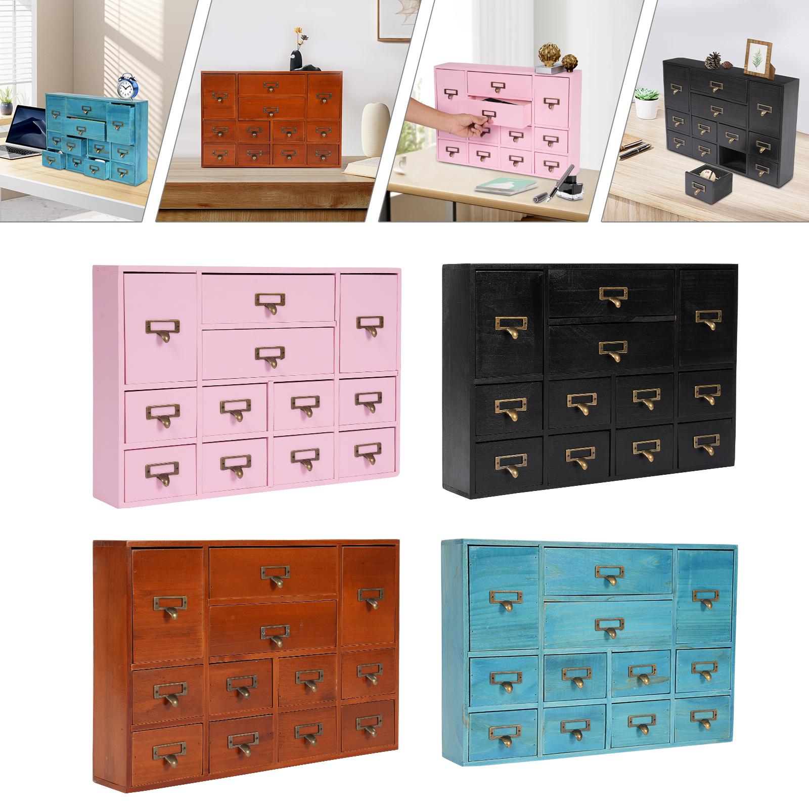 12 Drawers Storage Box,Brown/Black/Pink/Blue Rectangular Drawers Organizer Tabletop 51*10*35cm for Home,Office nero