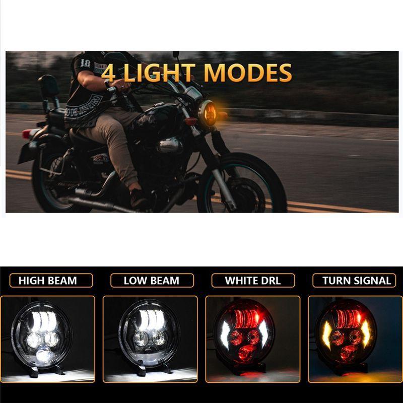 NEW-5.75" LED Motorcycle Headlight For Iron 883, Dyna, Wide Glide, Forty Eight, Super Glide, Nightster Daytime Running Light