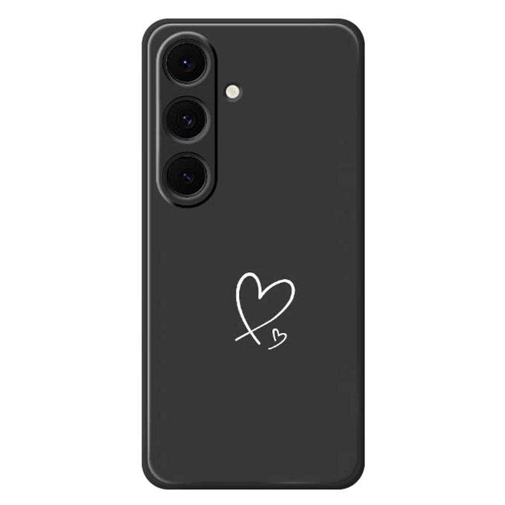 For Samsung Galaxy S24 FE Case White Love Pattern Printing Straight Edge TPU Phone Back Cover