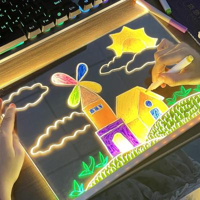 DIY Fluoreszierende Zeichentafel für Kinder - Abwischbar, Leuchtend, Transparente Nachrichtentafel Staffelei