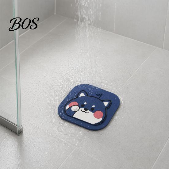 Floor Drain Lid Cartoon Dog Cover, Silicone Shower Tub Stopper with Drainage Animal Cover Holes, Sewer Anti-Odor Deodorizing Mat for Bathroom Kitchen