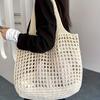 1pc Women'S Crochet Tote , Large Capacity Hollow Woven Shopping with Fixed Shoulder Strap,Ideal for Travel, Bags for Women
