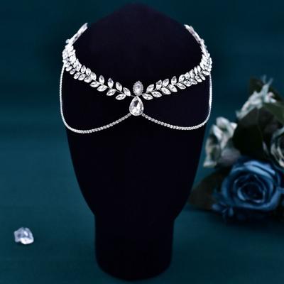 Exquisite Bride Forehead Head Chain Shining Woman Headwear Hair Comb Pageant Tiara  Dance Party