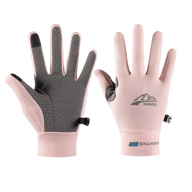 Mountaineering gloves, men's and women's spring and summer anti-skid and sun protection, full finger express, thin ice silk, driving, riding, running