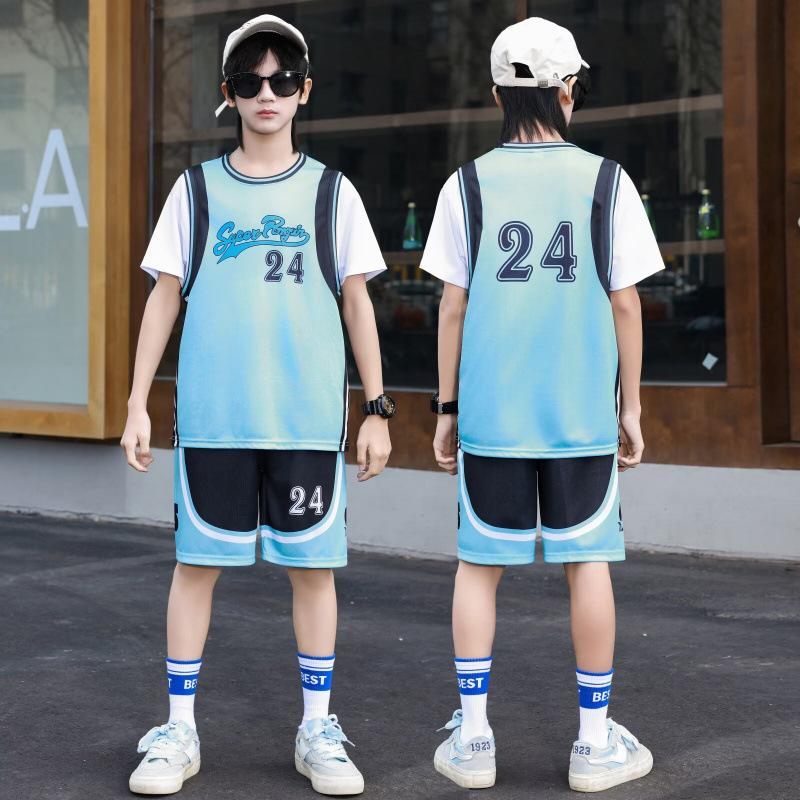Kinder Basketball Anzug, Kindergarten Aufführungsanzug, Grundschule Trainingsanzug, Jungen und Mädchen Kurzarm Wettkampf Trikot