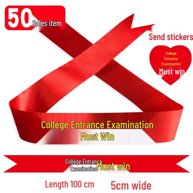 Custom 'Go for it' Headband & Wristband Set: Perfect for School Entrance Exams and Sports Meets - Red Ribbon Design