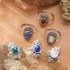 Personalized Retro Thai Silver Natural Colored Treasure Ring Female S925 Sterling Silver Court Pattern Advanced Sense Index Finger Ring