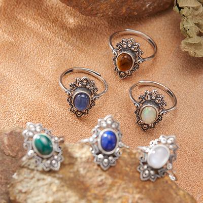 Personalisierter Retro Thai Silber Naturfarbener Schatzring Damen S925 Sterling Silber Hofmuster Fortgeschrittener Sinn Zeigefingerring